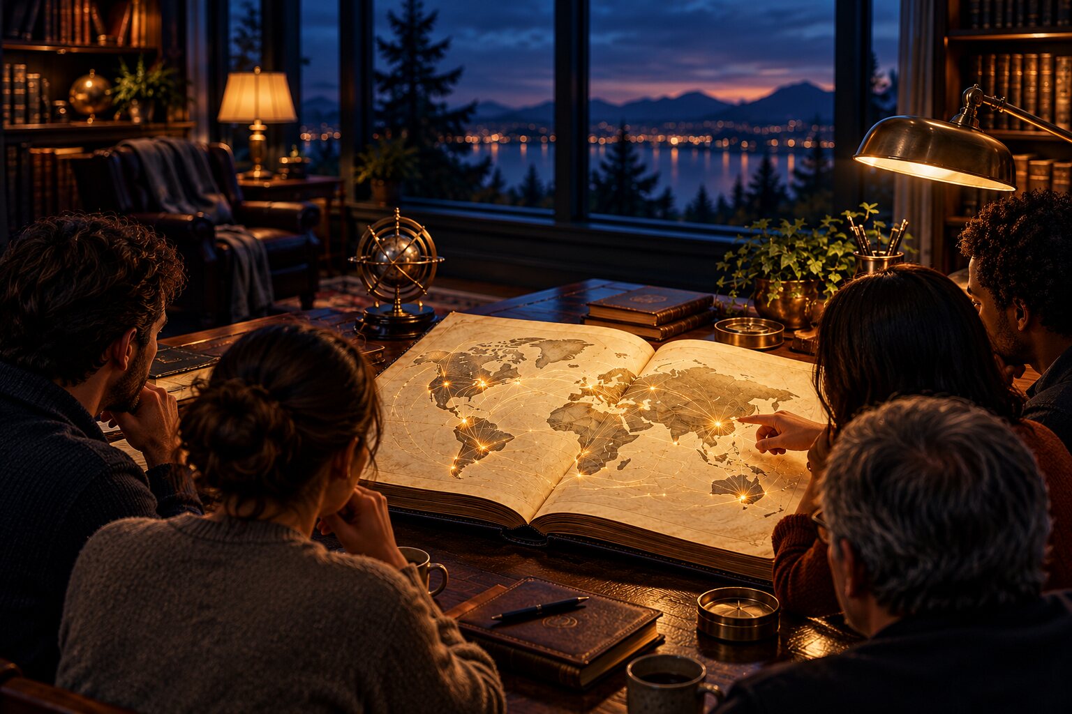 Practitioners studying a connected community atlas together.